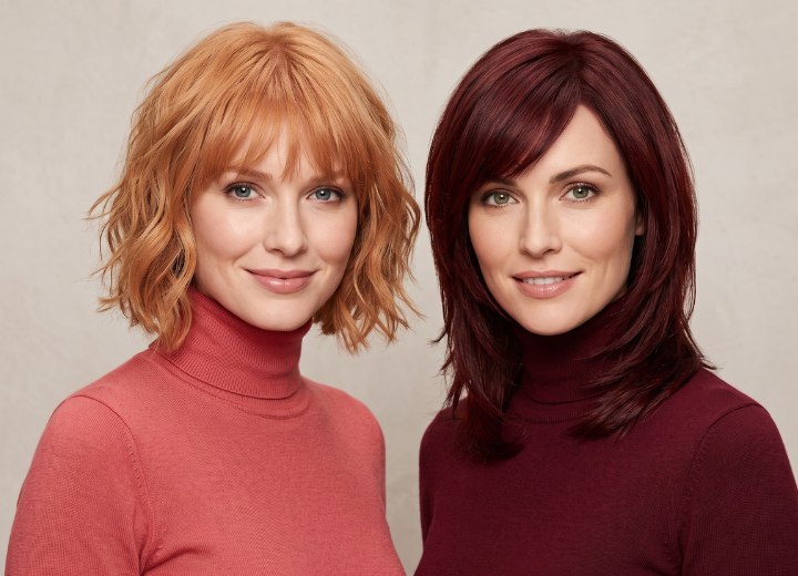 Helles rotes Haar und dunkles rotes Haar