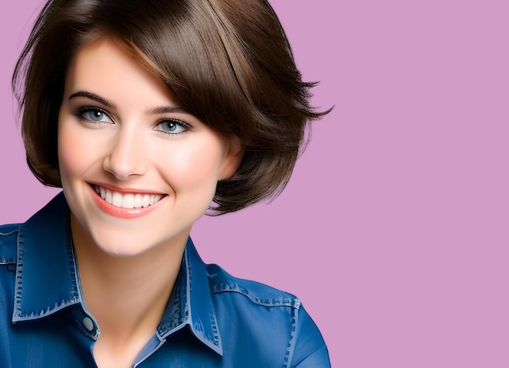 Frau mit eleganten kurzen Haaren
