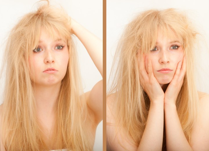 Frau mit Haarproblemen