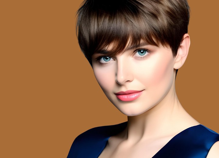 Pixie Frisur um Ihre Augen größer aussehen zu lassen