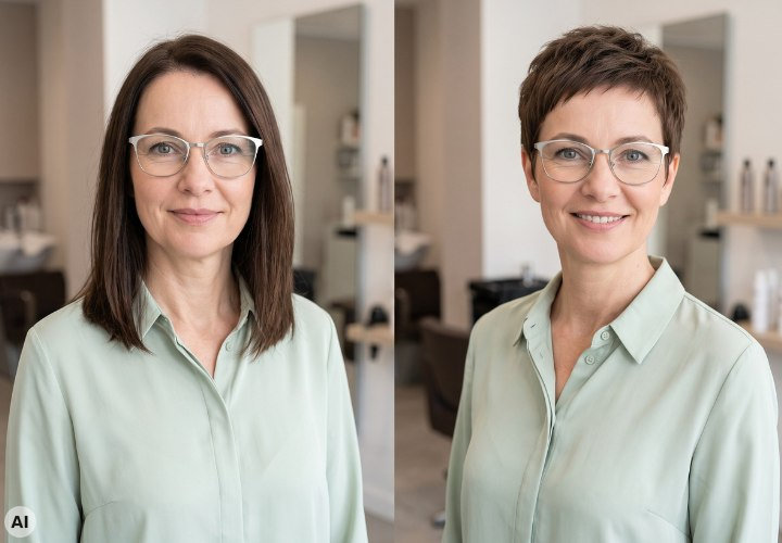 Haar-Umstyling von lang auf kurz für Frauen ab 50