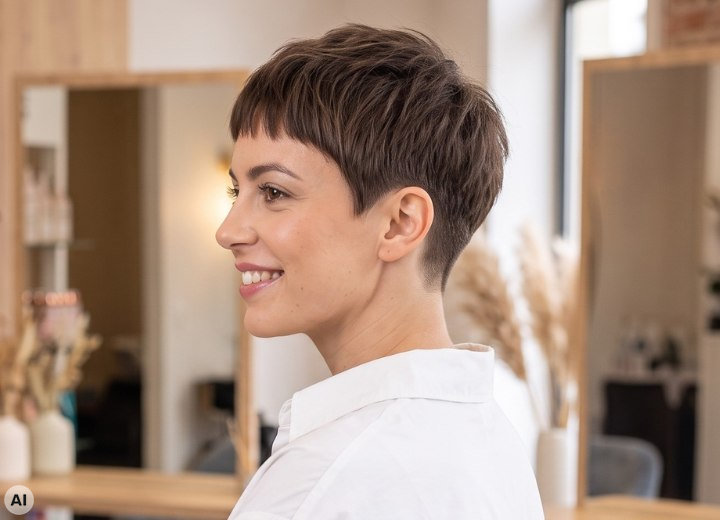 Kurzhaarfrisur mit ausrasiertem Nacken für Frauen