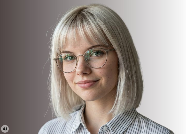 Umstyling von langen auf kurze Haare für eine Brillenträgerin – Bob